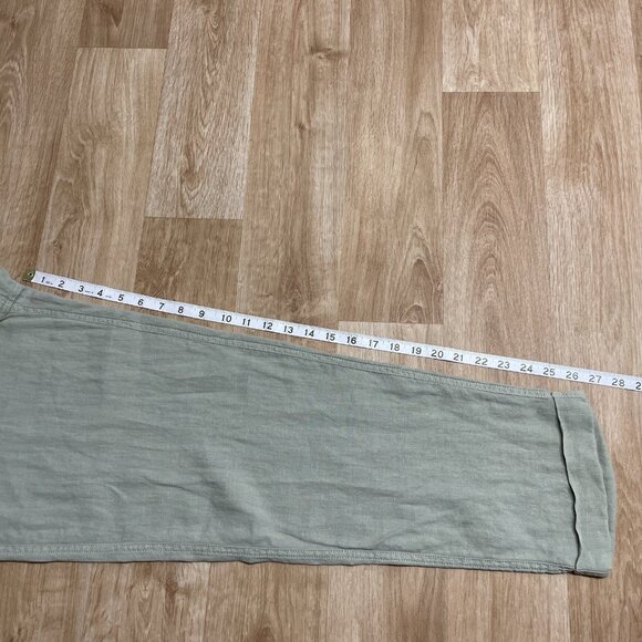 TAHARI PANTS 100% LINEN WOMENS M SAGE GREEN BEACH LAGENLOOK BELT ELASTIC COASTAL - Picture 10 of 10